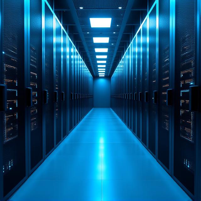 High-tech server room representing secure data storage
